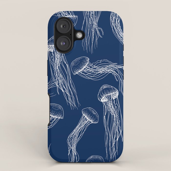 Jellyfish Print - Navy iPhone Case Gallery Image 1