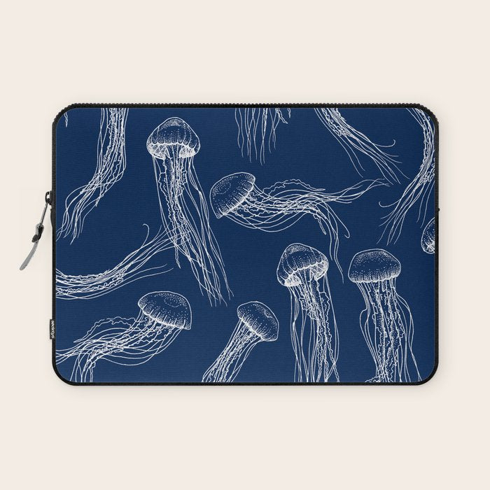 Jellyfish Print - Navy Laptop Sleeve Gallery Image 1