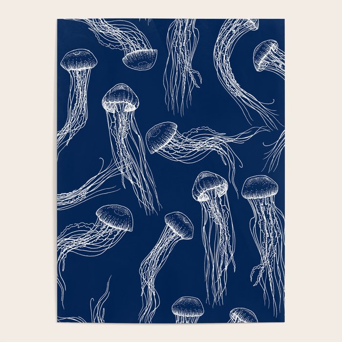 Jellyfish Print - Navy Poster Gallery Image 4