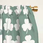 Clovers XXXIII Sage Green Botanical Pattern Window Curtain Gallery Image 2