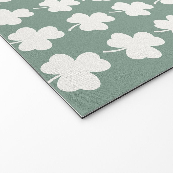 Clovers XXXIII Sage Green Botanical Pattern Welcome Mat Gallery Image 2