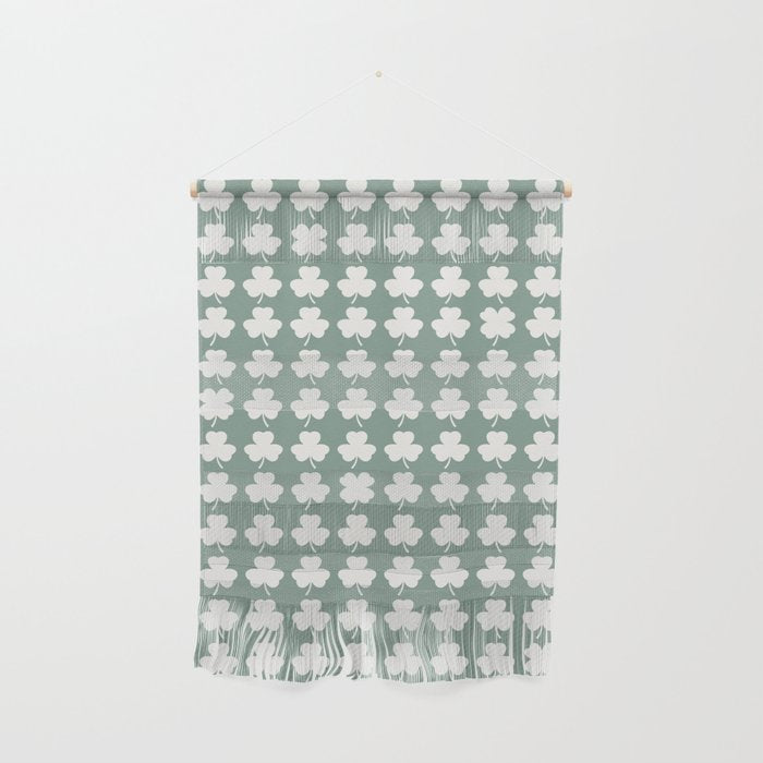 Clovers XXXIII Sage Green Botanical Pattern Wall Hanging Gallery Image 1