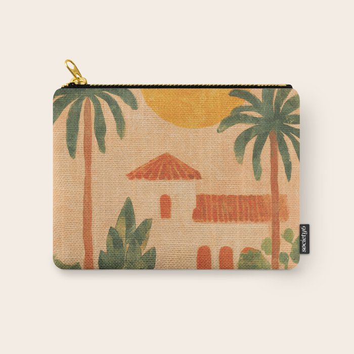Sun Drenched Casa with Palms Mediterranean Tropical Vibes Carry All Pouch Gallery Image 1