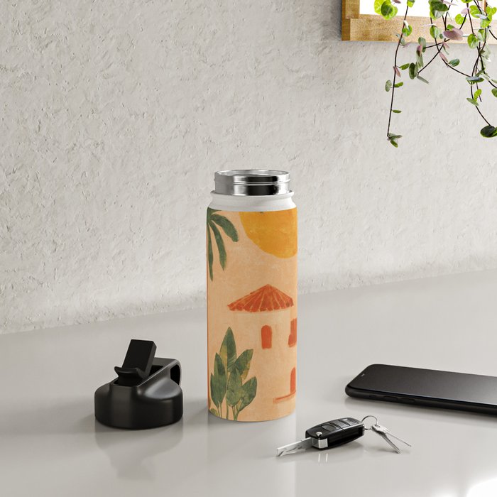 Sun Drenched Casa with Palms Mediterranean Tropical Vibes Water Bottle Gallery Image 4