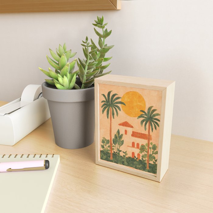 Sun Drenched Casa with Palms Mediterranean Tropical Vibes Mini Art Print Gallery Image 2