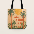 Sun Drenched Casa with Palms Mediterranean Tropical Vibes Tote Bag Gallery Image 1