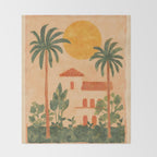 Sun Drenched Casa with Palms Mediterranean Tropical Vibes Throw Blanket Gallery Image 2