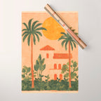 Sun Drenched Casa with Palms Mediterranean Tropical Vibes Wrapping Paper Gallery Image 1