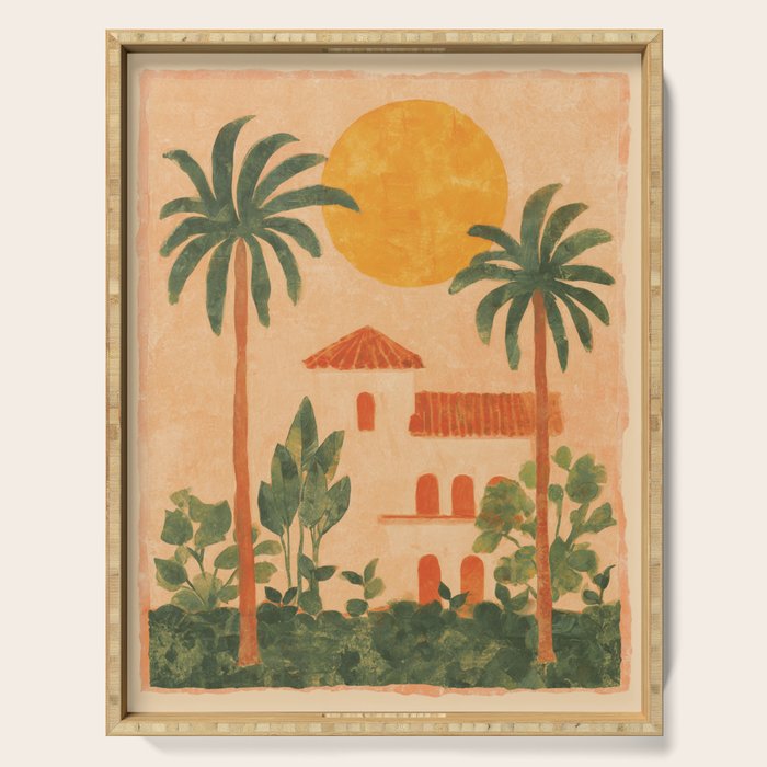 Sun Drenched Casa with Palms Mediterranean Tropical Vibes Serving Tray Gallery Image 1