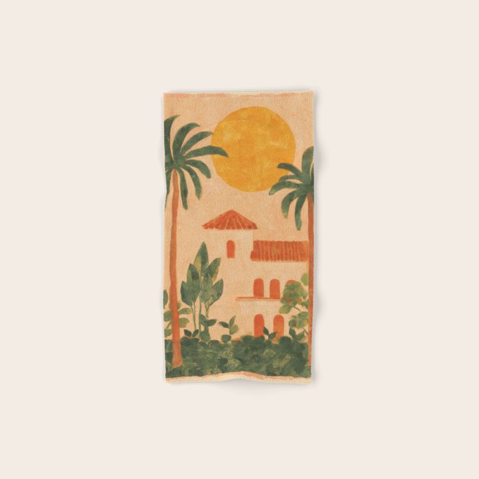 Sun Drenched Casa with Palms Mediterranean Tropical Vibes Bath Towel Gallery Image 1