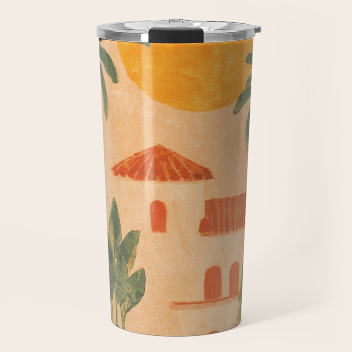 Sun Drenched Casa with Palms Mediterranean Tropical Vibes Travel Mug Gallery Image 1