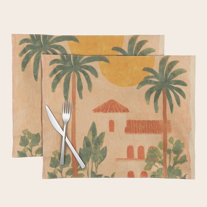 Sun Drenched Casa with Palms Mediterranean Tropical Vibes Placemat Gallery Image 1
