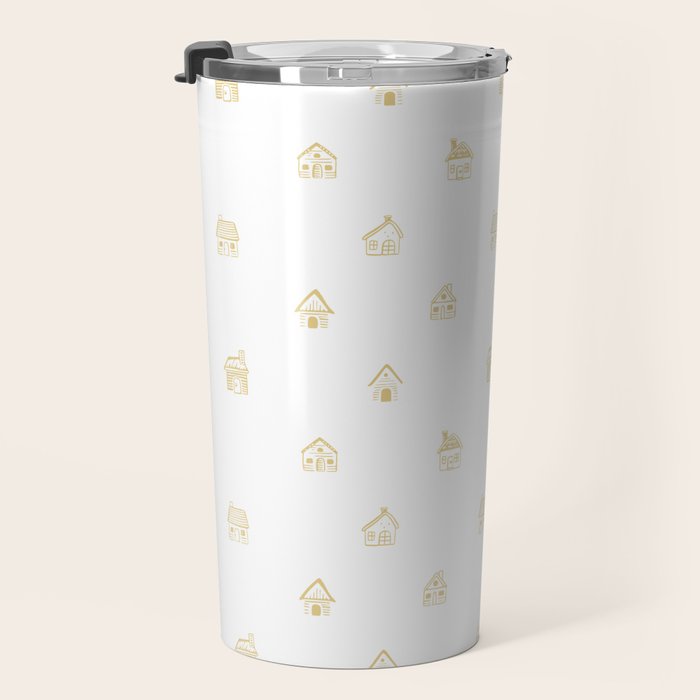 Winter christmas gingerbread house doodle pattern Travel Mug Gallery Image 3