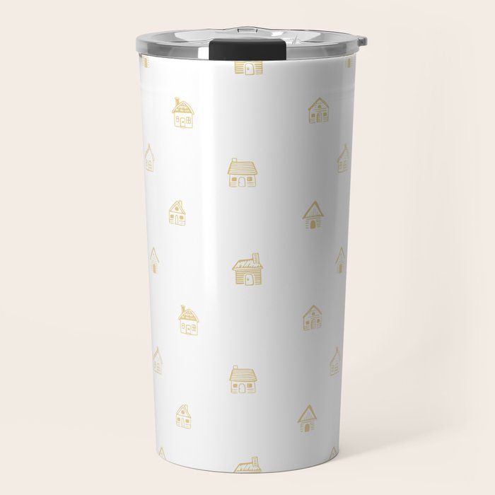 Winter christmas gingerbread house doodle pattern Travel Mug Gallery Image 1