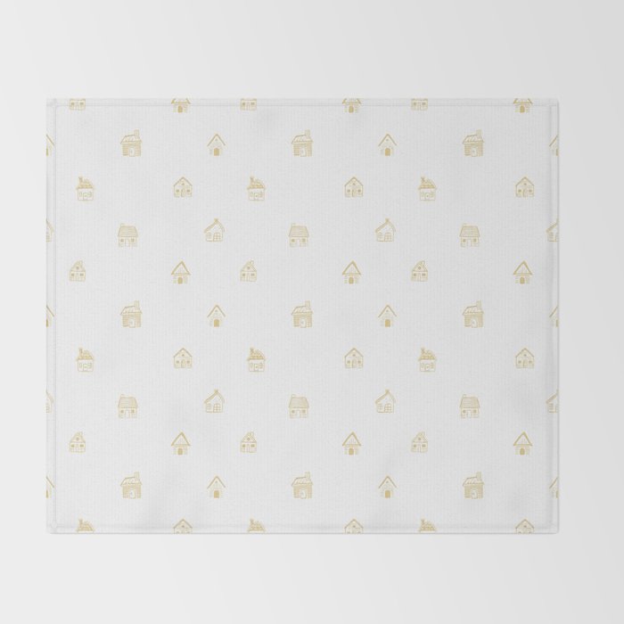 Winter christmas gingerbread house doodle pattern Throw Blanket Gallery Image 2