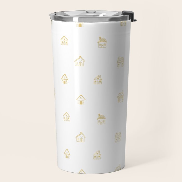 Winter christmas gingerbread house doodle pattern Travel Mug Gallery Image 2