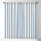 Vintage Cabana Stripe Pastel Blue And Gold Retro Coastal Beach Vibe Window Curtain Gallery Image 5