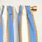 Vintage Cabana Stripe Pastel Blue And Gold Retro Coastal Beach Vibe Window Curtain Gallery Image 2