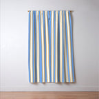 Vintage Cabana Stripe Pastel Blue And Gold Retro Coastal Beach Vibe Window Curtain Gallery Image 3