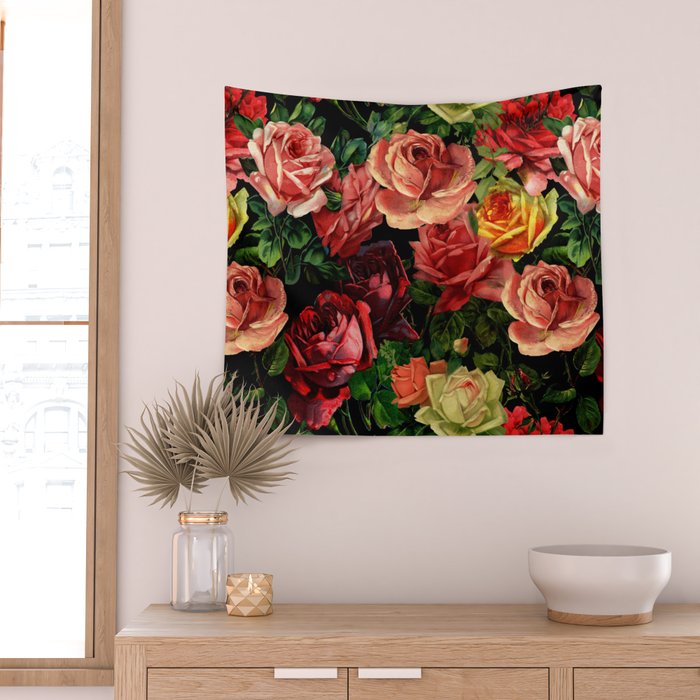 Vintage & Shabby chic - floral roses flowers rose Wall Tapestry Gallery Image 2