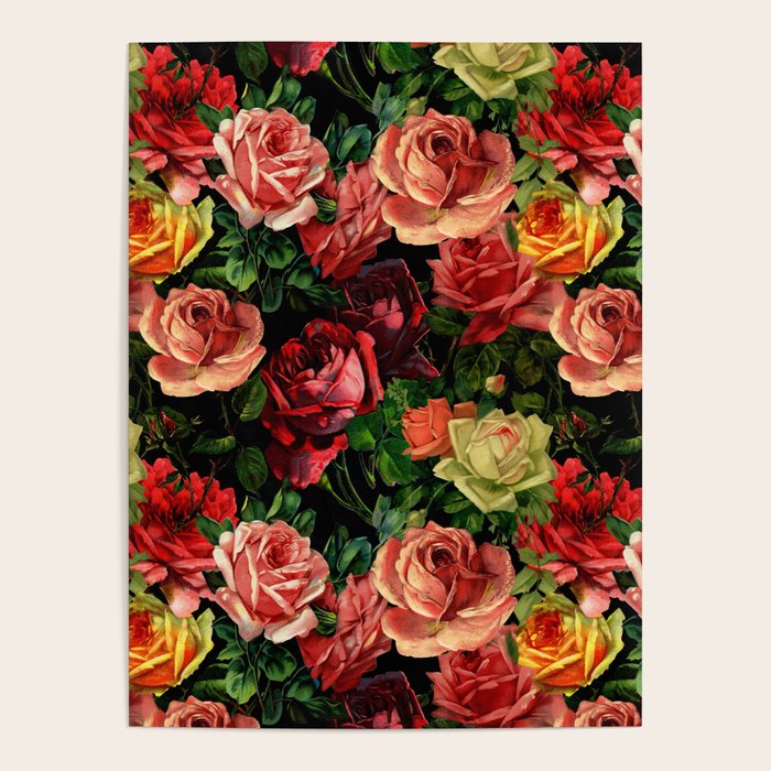Vintage & Shabby chic - floral roses flowers rose Poster Gallery Image 4