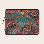Flowery Arabic Rug I // 17th Century Colorful Plum Red Light Teal Sapphire Navy Blue Ornate Pattern Laptop Sleeve Gallery Image 1