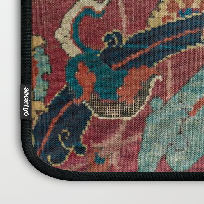 Flowery Arabic Rug I // 17th Century Colorful Plum Red Light Teal Sapphire Navy Blue Ornate Pattern Laptop Sleeve Gallery Image 3