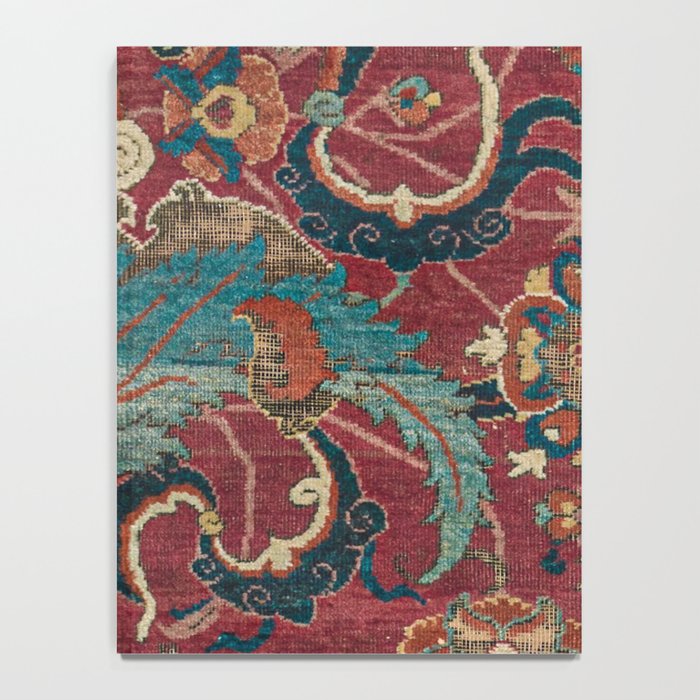 Flowery Arabic Rug I // 17th Century Colorful Plum Red Light Teal Sapphire Navy Blue Ornate Pattern Notebook Gallery Image 4