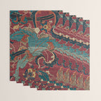 Flowery Arabic Rug I // 17th Century Colorful Plum Red Light Teal Sapphire Navy Blue Ornate Pattern Wrapping Paper Gallery Image 3