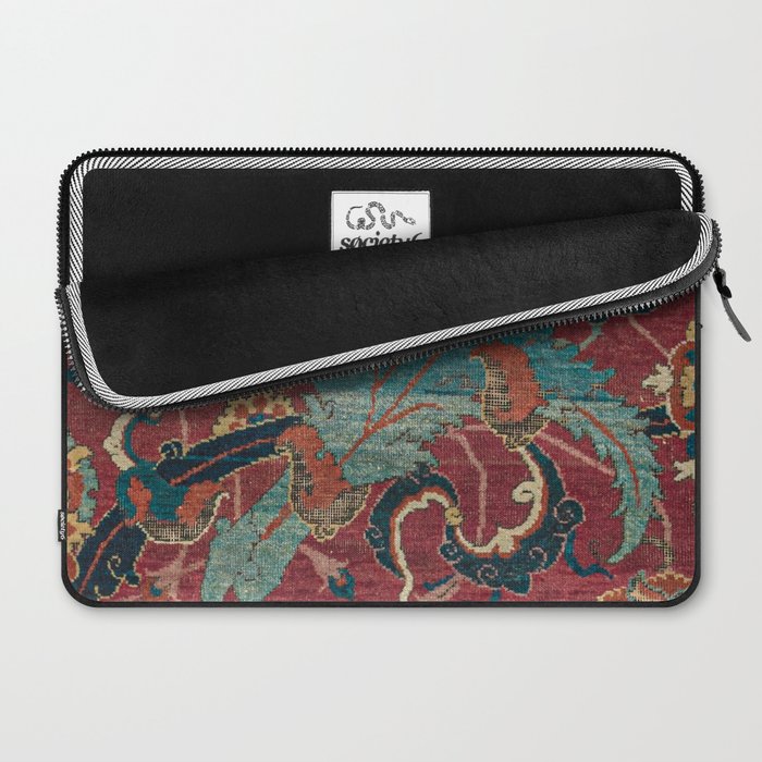 Flowery Arabic Rug I // 17th Century Colorful Plum Red Light Teal Sapphire Navy Blue Ornate Pattern Laptop Sleeve Gallery Image 2
