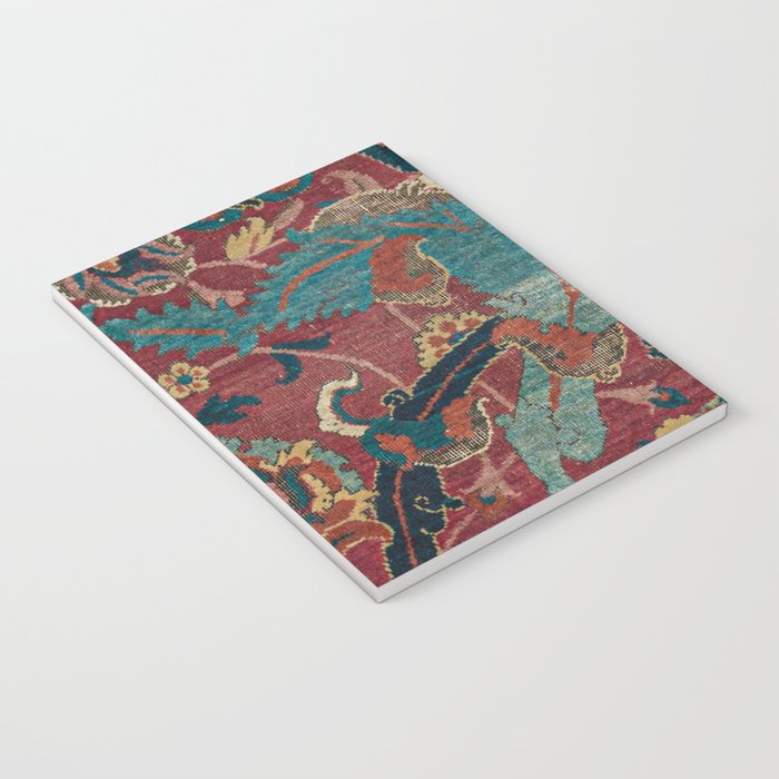 Flowery Arabic Rug I // 17th Century Colorful Plum Red Light Teal Sapphire Navy Blue Ornate Pattern Notebook Gallery Image 3