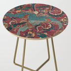 Flowery Arabic Rug I // 17th Century Colorful Plum Red Light Teal Sapphire Navy Blue Ornate Pattern Side Table Gallery Image 2