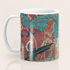 Flowery Arabic Rug I // 17th Century Colorful Plum Red Light Teal Sapphire Navy Blue Ornate Pattern Coffee Mug Gallery Image 3
