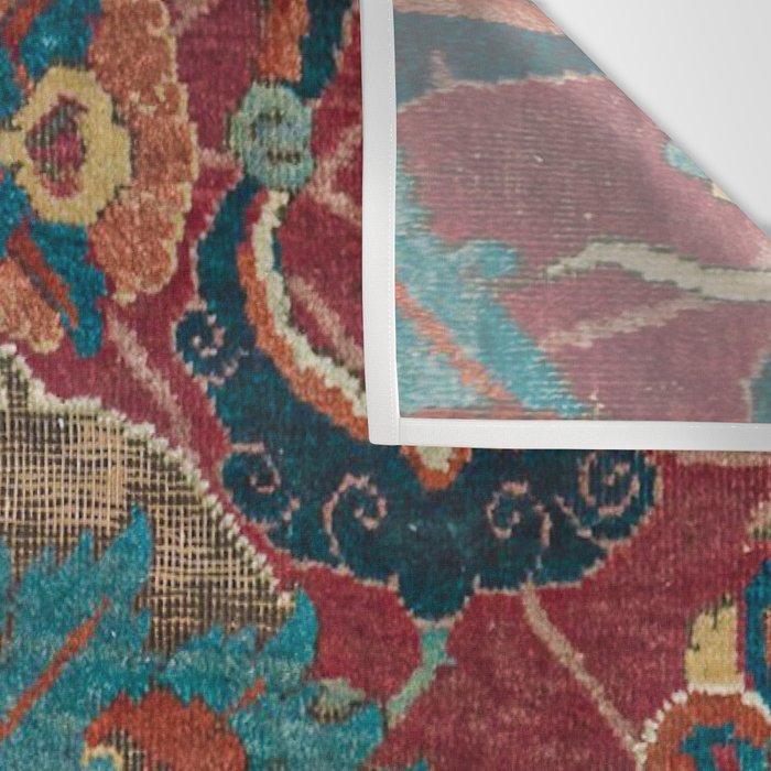Flowery Arabic Rug I // 17th Century Colorful Plum Red Light Teal Sapphire Navy Blue Ornate Pattern Wall Tapestry Gallery Image 3