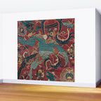 Flowery Arabic Rug I // 17th Century Colorful Plum Red Light Teal Sapphire Navy Blue Ornate Pattern Wall Mural Gallery Image 2