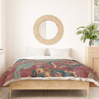 Flowery Arabic Rug I // 17th Century Colorful Plum Red Light Teal Sapphire Navy Blue Ornate Pattern Duvet Cover Gallery Image 3