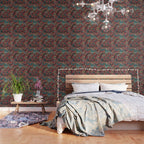 Flowery Arabic Rug I // 17th Century Colorful Plum Red Light Teal Sapphire Navy Blue Ornate Pattern Wallpaper Gallery Image 3
