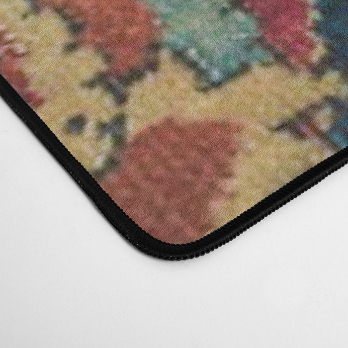 Flowery Arabic Rug I // 17th Century Colorful Plum Red Light Teal Sapphire Navy Blue Ornate Pattern Desk Mat Gallery Image 4