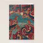 Flowery Arabic Rug I // 17th Century Colorful Plum Red Light Teal Sapphire Navy Blue Ornate Pattern Stationery Card Gallery Image 2
