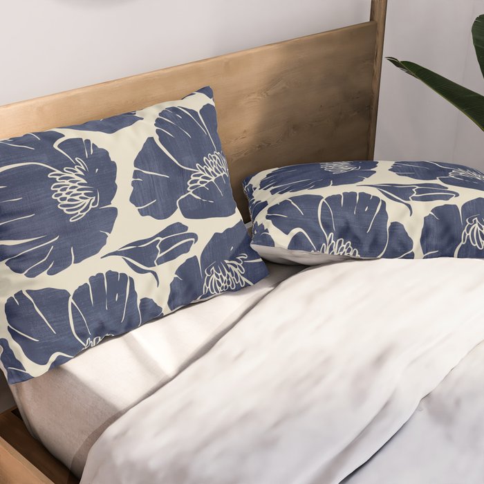 Poppies Indigo Pillow Sham Gallery Image 2