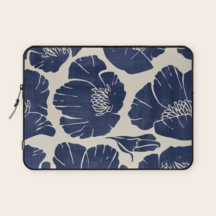 Poppies Indigo Laptop Sleeve Gallery Image 1