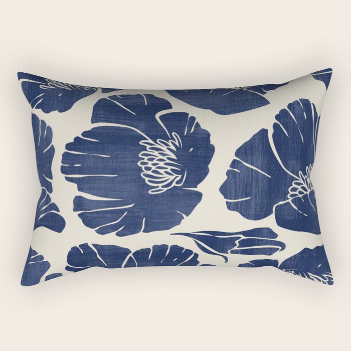 Poppies Indigo Rectangular Pillow Gallery Image 1