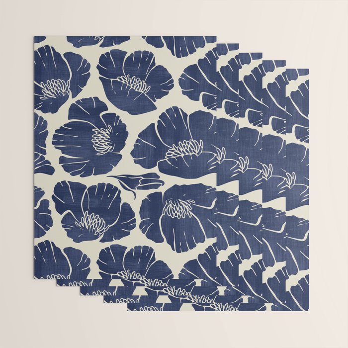 Poppies Indigo Wrapping Paper Gallery Image 3