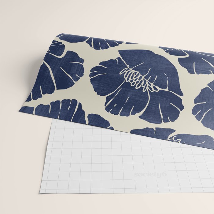 Poppies Indigo Wrapping Paper Gallery Image 2