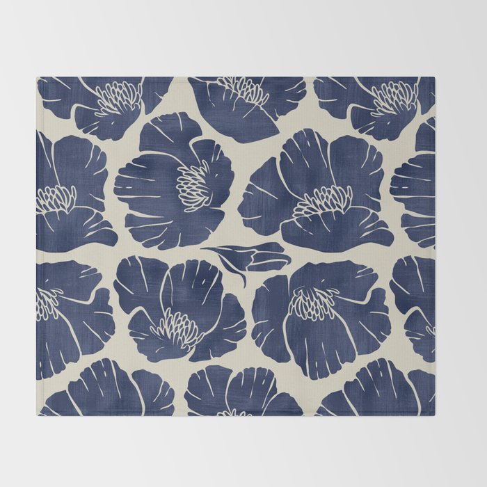 Poppies Indigo Throw Blanket Gallery Image 2