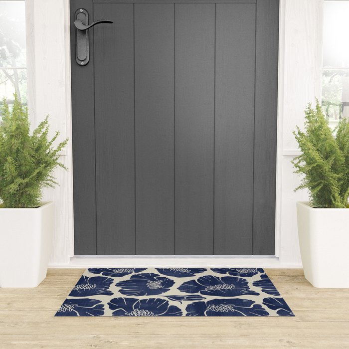 Poppies Indigo Welcome Mat Gallery Image 3