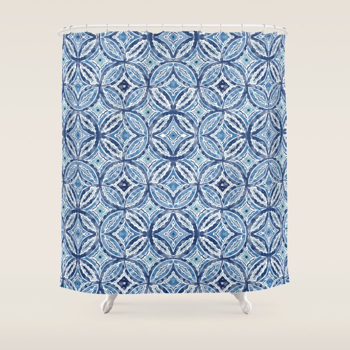 Moroccan Vibes Indigo C Shower Curtain Gallery Image 1