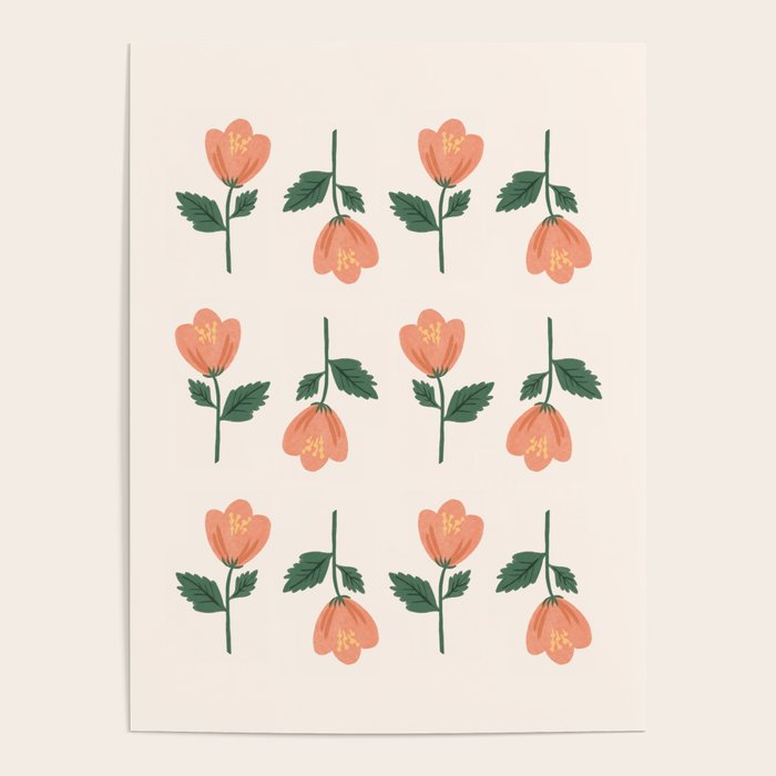 Pink Peony Pattern Poster Gallery Image 1
