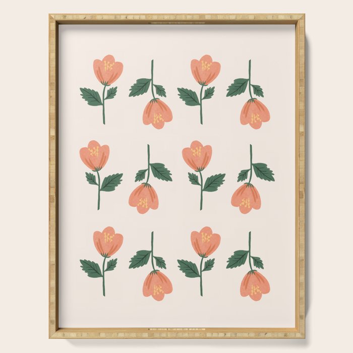 Pink Peony Pattern Serving Tray Gallery Image 1