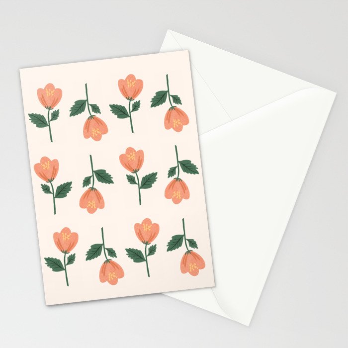 Pink Peony Pattern Stationery Card Gallery Image 2